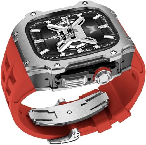 GMJGCIRVC 40 mm 41 mm Luxus Diamond Hülle Gummi -Uhrengurt ， für Serie 8 7 6 Se 5 4 Ersatzzubehör ， Metall Bezel Sport Fluor Gummi -Band Modifikation Kit von GMJGCIRVC