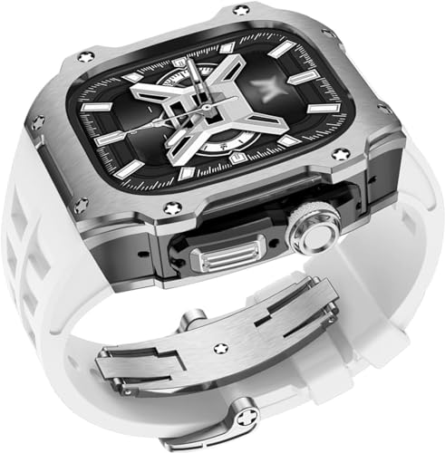 GMJGCIRVC 40 mm 41 mm Luxus Diamond Hülle Gummi -Uhrengurt ， für Serie 8 7 6 Se 5 4 Ersatzzubehör ， Metall Bezel Sport Fluor Gummi -Band Modifikation Kit von GMJGCIRVC