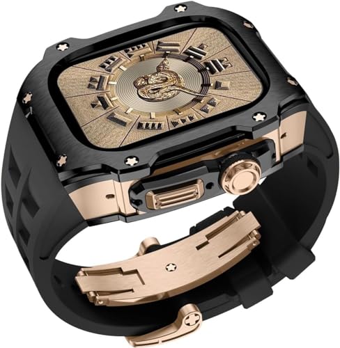 GMJGCIRVC 40 mm 41 mm Luxus Diamond Hülle Gummi -Uhrengurt ， für Serie 8 7 6 Se 5 4 Ersatzzubehör ， Metall Bezel Sport Fluor Gummi -Band Modifikation Kit von GMJGCIRVC