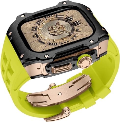 GMJGCIRVC 40 mm 41 mm Luxus Diamond Hülle Gummi -Uhrengurt ， für Serie 8 7 6 Se 5 4 Ersatzzubehör ， Metall Bezel Sport Fluor Gummi -Band Modifikation Kit von GMJGCIRVC