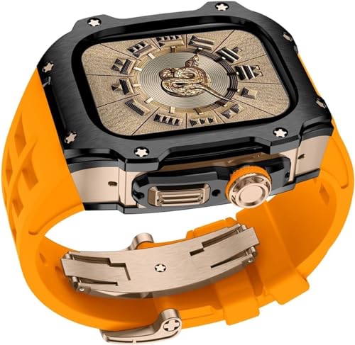 GMJGCIRVC 40 mm 41 mm Luxus Diamond Hülle Gummi -Uhrengurt ， für Serie 8 7 6 Se 5 4 Ersatzzubehör ， Metall Bezel Sport Fluor Gummi -Band Modifikation Kit von GMJGCIRVC