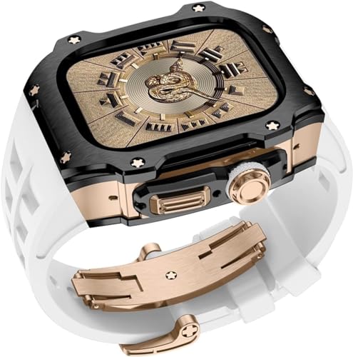 GMJGCIRVC 40 mm 41 mm Luxus Diamond Hülle Gummi -Uhrengurt ， für Serie 8 7 6 Se 5 4 Ersatzzubehör ， Metall Bezel Sport Fluor Gummi -Band Modifikation Kit von GMJGCIRVC