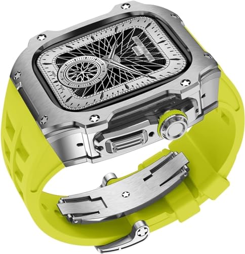 GMJGCIRVC 40 mm 41 mm Luxus Diamond Hülle Gummi -Uhrengurt ， für Serie 8 7 6 Se 5 4 Ersatzzubehör ， Metall Bezel Sport Fluor Gummi -Band Modifikation Kit von GMJGCIRVC