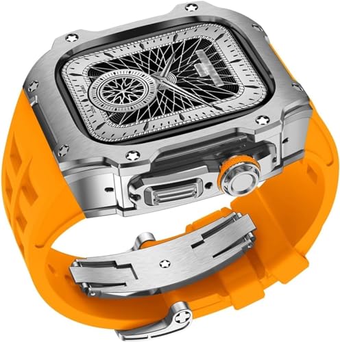 GMJGCIRVC 40 mm 41 mm Luxus Diamond Hülle Gummi -Uhrengurt ， für Serie 8 7 6 Se 5 4 Ersatzzubehör ， Metall Bezel Sport Fluor Gummi -Band Modifikation Kit von GMJGCIRVC