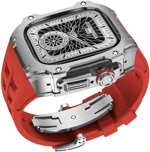 GMJGCIRVC 40 mm 41 mm Luxus Diamond Hülle Gummi -Uhrengurt ， für Serie 8 7 6 Se 5 4 Ersatzzubehör ， Metall Bezel Sport Fluor Gummi -Band Modifikation Kit von GMJGCIRVC