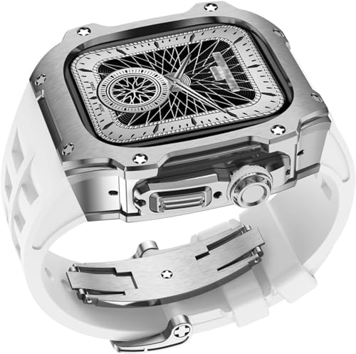 GMJGCIRVC 40 mm 41 mm Luxus Diamond Hülle Gummi -Uhrengurt ， für Serie 8 7 6 Se 5 4 Ersatzzubehör ， Metall Bezel Sport Fluor Gummi -Band Modifikation Kit von GMJGCIRVC