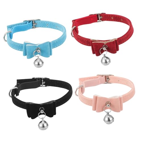 GMJGCIRVC 4pcs Verstellbarer Bowknot -Haustierkragen mit Bell niedliche Katze und Hundessocessoires tief für Festivals und Partys von GMJGCIRVC