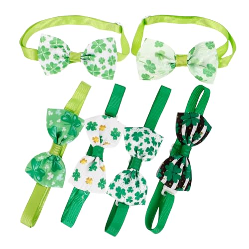 GMJGCIRVC 6PCS St. Patrick's Day Haustier Biege Grüne Festival Bogenkragen Leichte Hundekatze Accessoires für Feiertagsfeierlichkeiten von GMJGCIRVC