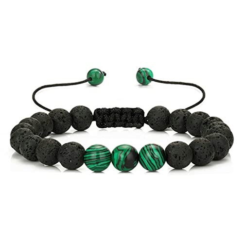 GMJGCIRVC Ätherische Ölarmband Männer, 8 mm Perlen geflochtenes Armband einstellbare Armbänder 17-27 cm von GMJGCIRVC