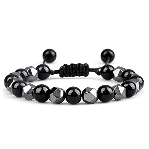 GMJGCIRVC Ätherische Ölarmband Männer, 8 mm Perlen geflochtenes Armband einstellbare Armbänder 17-27 cm von GMJGCIRVC