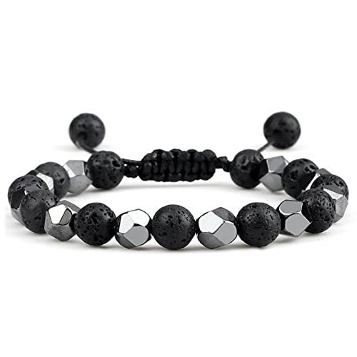 GMJGCIRVC Ätherische Ölarmband Männer, 8 mm Perlen geflochtenes Armband einstellbare Armbänder 17-27 cm von GMJGCIRVC