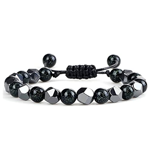 GMJGCIRVC Ätherische Ölarmband Männer, 8 mm Perlen geflochtenes Armband einstellbare Armbänder 17-27 cm von GMJGCIRVC