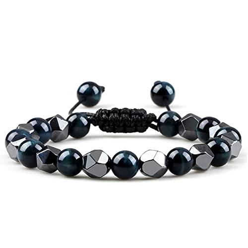 GMJGCIRVC Ätherische Ölarmband Männer, 8 mm Perlen geflochtenes Armband einstellbare Armbänder 17-27 cm von GMJGCIRVC