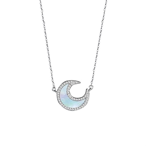 GMJGCIRVC Anhänger Halskette Neue Muschel Halskette Sterling Silversilver Moon Mode Licht Luxus Frau für Freundin Frauen von GMJGCIRVC