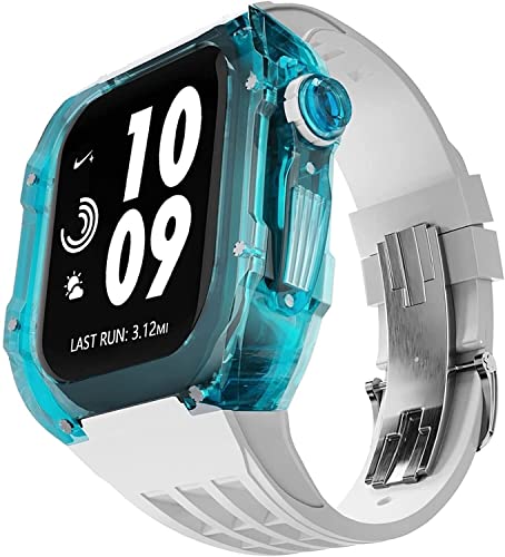 GMJGCIRVC Band -Mod -Kit ansehen, transparente PC Watch Case Silicon Watch Band und Schnalle ， für Ultra 49 mm ， Rugged Watch Case und Bänder ， für Uhr 8 7 45 mm 44 mm Ersatz von GMJGCIRVC