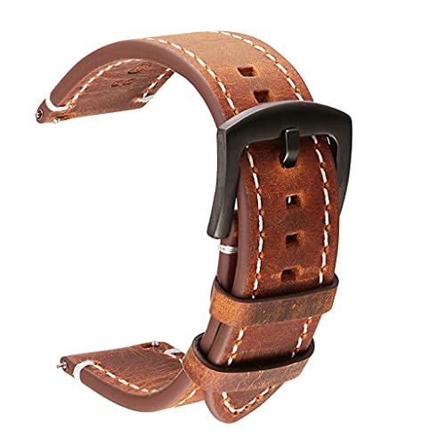 GMJGCIRVC Echtes Leder Uhrenbänder Armband Schwarz grau brauner Kuhwahnungsgurt Männer Männer 18mm 20 mm 22 mm 24 mm Handgelenksband (Weißdinosaurier Doodle4,24 mm) von GMJGCIRVC