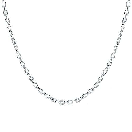 GMJGCIRVC Frauen feiner Schmuck Sterling Silber Silber Flachkette Halskette 2 mm breit silberne Halskette 16 "18" 20 "22" 24 " von GMJGCIRVC