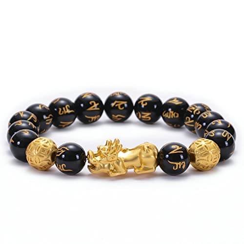 GMJGCIRVC Frauenperlenarmband, 8 mm schwarzes Steinarmband mit ausziehbarem Perlenarmband für Männer, Klaue 17 cm von GMJGCIRVC