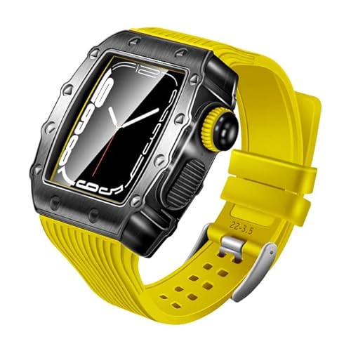 GMJGCIRVC Gummi-Uhrenarmband, Edelstahl, Metall-Uhrengehäuse, Schutzset, für 9, 8, 7, 6, 5, 4, 3, SE, 45 mm, 44 mm, 41 mm, 40 mm, Serie Watch Upgrade-Ersatzband von GMJGCIRVC
