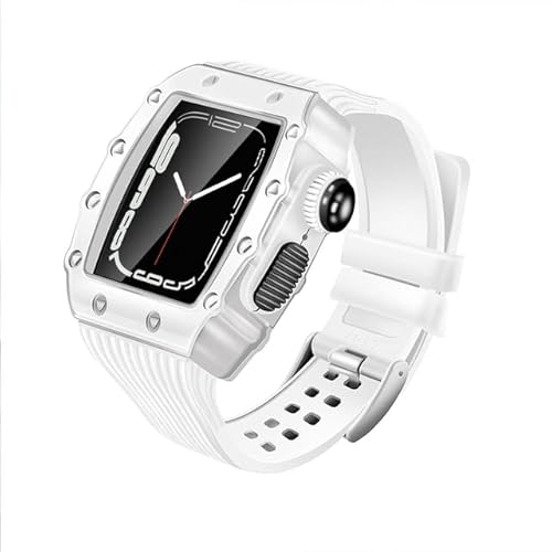 GMJGCIRVC Gummi-Uhrenarmband, Edelstahl, Metall-Uhrengehäuse, Schutzset, für 9, 8, 7, 6, 5, 4, 3, SE, 45 mm, 44 mm, 41 mm, 40 mm, Serie Watch Upgrade-Ersatzband von GMJGCIRVC