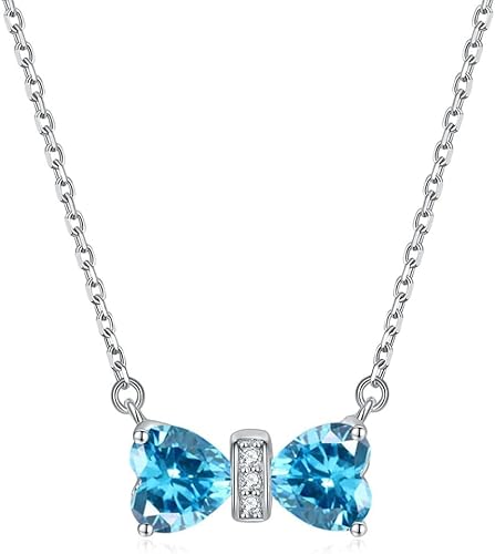 GMJGCIRVC Halskette Frauen Halskette Bogen Anhänger Kubikzirkonia Zwölf Sternbirnen Geburtsstein Schmuck für Mädchen Schmuck von GMJGCIRVC