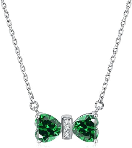 GMJGCIRVC Halskette Frauen Halskette Bogen Anhänger Kubikzirkonia Zwölf Sternbirnen Geburtsstein Schmuck für Mädchen Schmuck von GMJGCIRVC