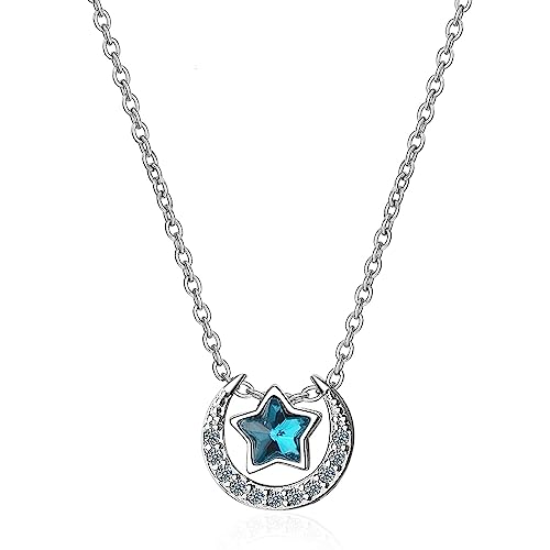 GMJGCIRVC Halskette Star Moon Anhänger & Halskette Pure 925 Kette Halskette von GMJGCIRVC