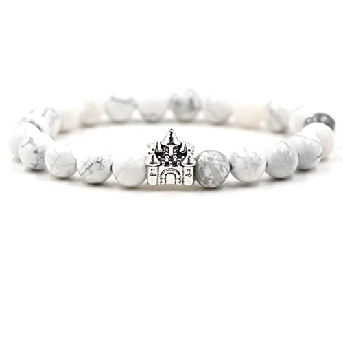 GMJGCIRVC Herrenperlenarmband, 8 mm Steinarmband mit Kronenwomens Stretch Perlen Armbändern 17 cm von GMJGCIRVC