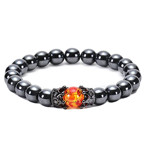 GMJGCIRVC Herrenperlenarmband, 8 mm Steinarmband mit Kronenwomens Stretch Perlen Armbändern 17 cm von GMJGCIRVC