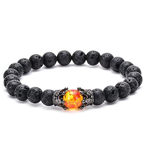 GMJGCIRVC Herrenperlenarmband, 8 mm Steinarmband mit Kronenwomens Stretch Perlen Armbändern 17 cm von GMJGCIRVC