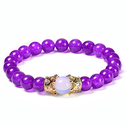 GMJGCIRVC Herrenperlenarmband, 8 mm Steinarmband mit Kronenwomens Stretch Perlen Armbändern 17 cm von GMJGCIRVC