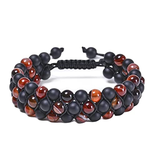 GMJGCIRVC Herrenperlenarmband, 8 mm Steinarmband mit Kronenwomens Stretch Perlen Armbändern 17 cm von GMJGCIRVC