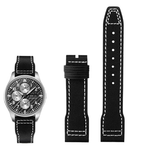 GMJGCIRVC Hochdichte Nylon Cowide für IWC Mark Pilot Prinz Bertolo Portugal Faltschnalle Watchband 20 21mm Herrenarmband Nylon Cowhide Leder Uhrengurt von GMJGCIRVC