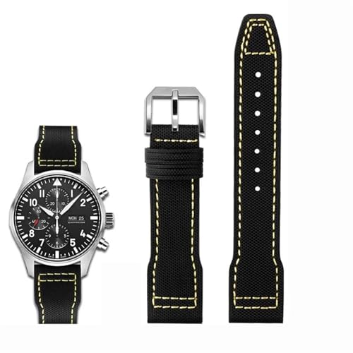GMJGCIRVC Hochdichte Nylon Cowide für IWC Mark Pilot Prinz Bertolo Portugal Faltschnalle Watchband 20 21mm Herrenarmband Nylon Cowhide Leder Uhrengurt von GMJGCIRVC