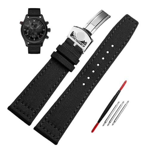 GMJGCIRVC Hochdichte Nylon Watchband für IWC IW377724 IW371614 Uhrengurt 20mm 21 mm 22 mm Armband Schwarzer Armee Blue Canvas Handgelenkgürtel von GMJGCIRVC
