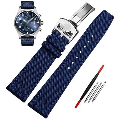 GMJGCIRVC Hochdichte Nylon Watchband für IWC IW377724 IW371614 Uhrengurt 20mm 21 mm 22 mm Armband Schwarzer Armee Blue Canvas Handgelenkgürtel von GMJGCIRVC