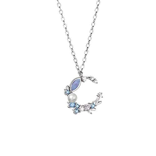 GMJGCIRVC Hochzeit Nacklaces Kristall Romantische Kranz Halskette Vintage Design Sterling Silber Silber Blumen Halskette für Frauen Schmuck von GMJGCIRVC