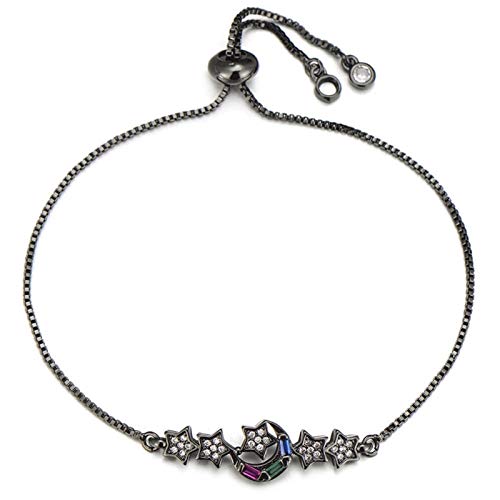 GMJGCIRVC Lady Lover Moon und Star Charm Cubic Zirkonia Slider Kette Hochzeitsfeier Schmuck von GMJGCIRVC