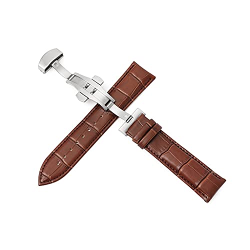 GMJGCIRVC Leder Uhrenbänder Universal Watch Schnalle Band Stahlschnalle Gurt Uhr (grau, 22 mm) von GMJGCIRVC