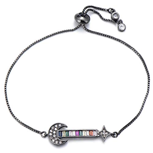 GMJGCIRVC Modischer, einzigartiger Mond- und Stern-Gitarren-Charm, Zirkonia, verstellbarer Hochzeitsschmuck von GMJGCIRVC