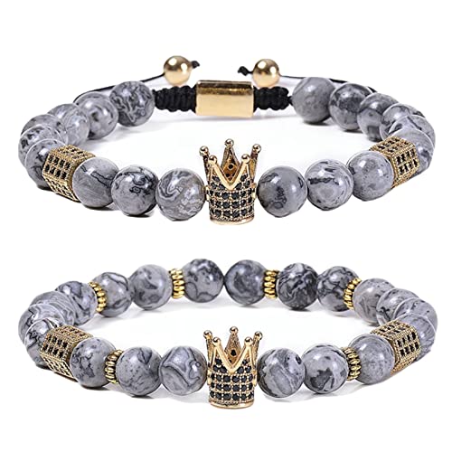 GMJGCIRVC Natural Perlen -Armbänder, 8 -mm -Steinarmband mit einstellbarem Kronarmband für Frauen 18 cm von GMJGCIRVC