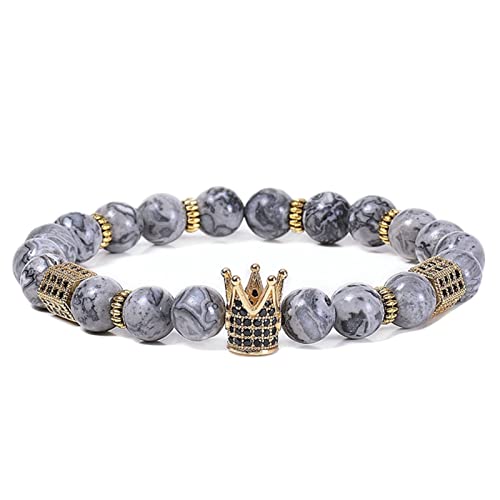 GMJGCIRVC Natural Perlen -Armbänder, 8 -mm -Steinarmband mit einstellbarem Kronarmband für Frauen 18 cm von GMJGCIRVC