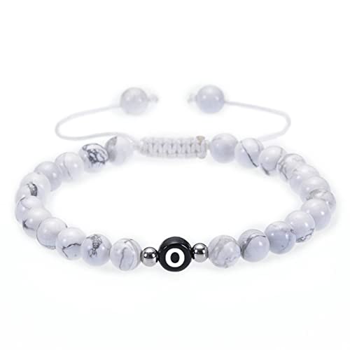 GMJGCIRVC Perlenarmband für Männer, 6 mm weißes türkises Steinarmband mit Buchstaben ein einstellbares Perlenarmband 17 cm GMJGCIRVC Perlenarmband für Männer, 6 mm weißes türkises Steinarmband mit Buchstaben ein einstellbares Perlenarmband 17 cm von GMJGCIRVC