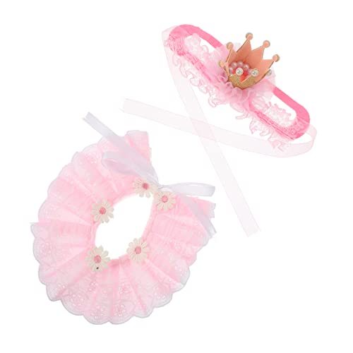 GMJGCIRVC Pet Cat Geburtstagskragen und rosa Kronenhut weicher Neckerchief Lätzchen für Hunde und Katzen langlebige dekorative Kätzchen -Kange für Partys und tägliche Verwendung von GMJGCIRVC