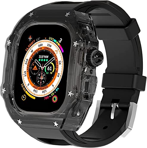 GMJGCIRVC RM Modification Kit Clear Case mit Band ， für Ultra 49 mm ， vollständig transparente Abdeckung und Gurt -Mod -Set ， für iWatch 8 7 6 5 4 SE Upgrade und Austausch des Uhrengurtes ersetzen von GMJGCIRVC