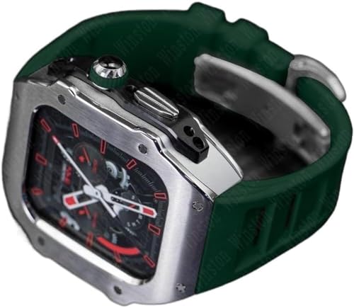 GMJGCIRVC RM Style Edelstahl-Uhrengehäuse + Gummi-Uhrenarmband, Mod-Kit, für Ultra 8, 7, 6, 5, 4, SE, 49 mm, 45 mm, 44 mm, Gummi-Uhrenarmband-Modifikationsset von GMJGCIRVC