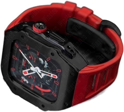 GMJGCIRVC RM Style Edelstahl-Uhrengehäuse + Gummi-Uhrenarmband, Mod-Kit, für Ultra 8, 7, 6, 5, 4, SE, 49 mm, 45 mm, 44 mm, Gummi-Uhrenarmband-Modifikationsset von GMJGCIRVC