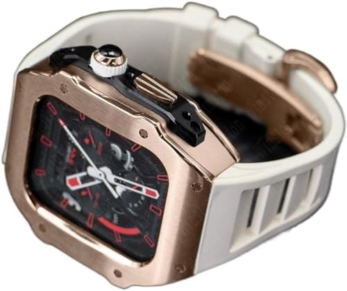 GMJGCIRVC RM Style Edelstahl-Uhrengehäuse + Gummi-Uhrenarmband, Mod-Kit, für Ultra 8, 7, 6, 5, 4, SE, 49 mm, 45 mm, 44 mm, Gummi-Uhrenarmband-Modifikationsset von GMJGCIRVC