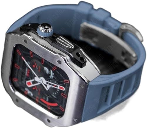 GMJGCIRVC RM Style Edelstahl-Uhrengehäuse + Gummi-Uhrenarmband, Mod-Kit, für Ultra 8, 7, 6, 5, 4, SE, 49 mm, 45 mm, 44 mm, Gummi-Uhrenarmband-Modifikationsset von GMJGCIRVC