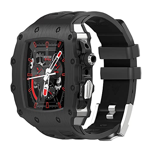 GMJGCIRVC Rubber Uhrengurt Metallkoffer Assembler-Kit ， für 9 8 7 45mm 6 5 4 Se 44mm Uhr Ersetzen Sie Anti-Fall Cool Sport Armband Männer Frauen Fashion Watch Band Set von GMJGCIRVC